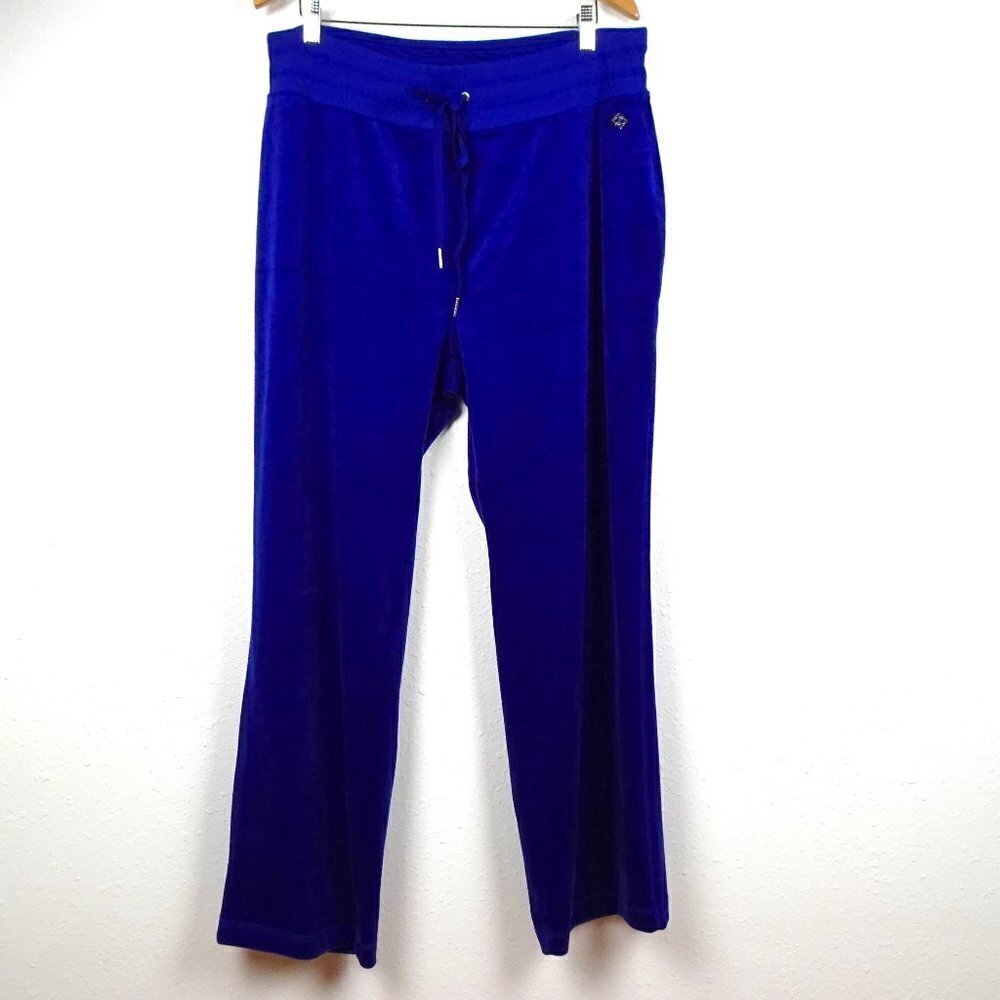 Calvin Klein Velour Pants Women's Plus Size 0X Blue Pull On Elastic Waist NEW